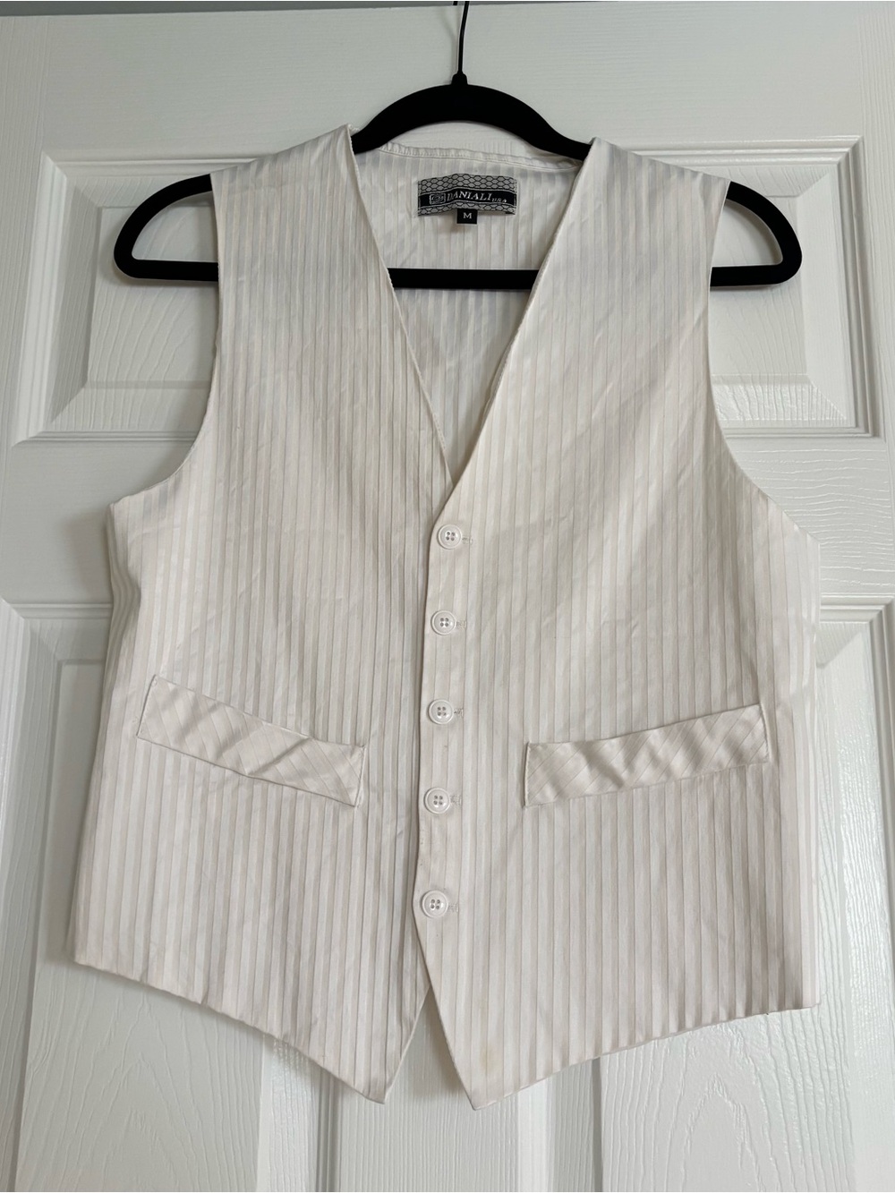Cream Pinstripe Men's Dress Vest